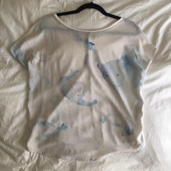 White Zara blouse/top with light print - Picture 1 of 5